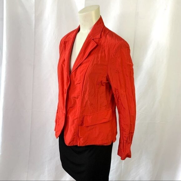 RIANI RED CHIFFON BLAZER SINGLE BREAST JACKET MADE IN POLAND SIZE 12 - Picture 6 of 10